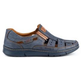KENT Zapatos de hombre calados 601 para verano azul marino