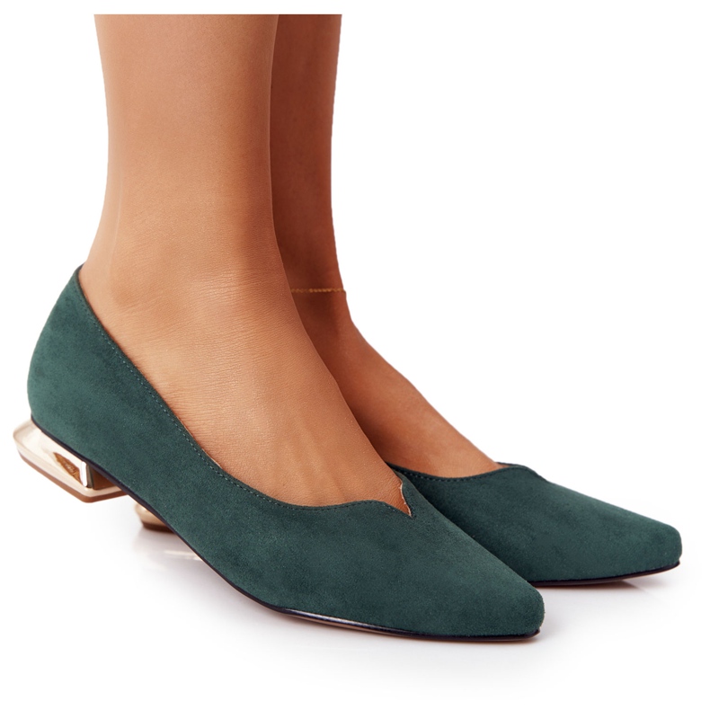 Mocasines Verdes Sobre Tacones Dorados Vinceza 21-10601