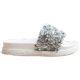 Seastar Zapatillas de cristal de moda blanco plata Seastar Zapatillas de cristal de moda blanco plata
