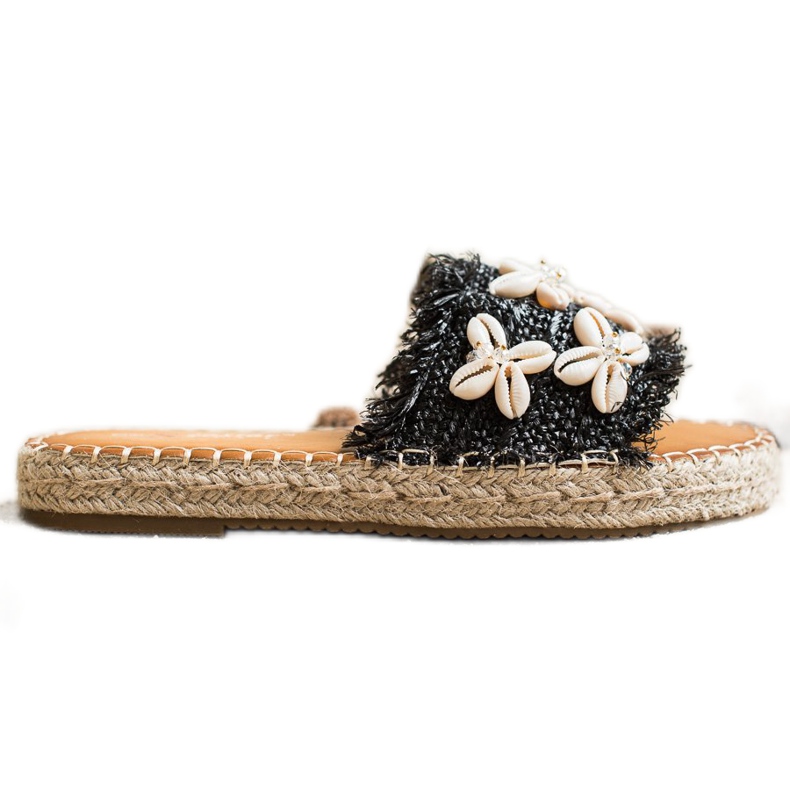 Seastar Alpargatas, Chanclas Trenzadas Con Conchas beige negro