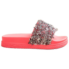 Seastar Zapatillas de cristal de moda rojo rosa