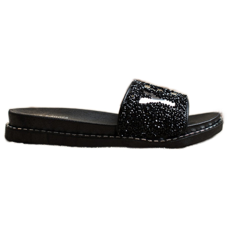 SHELOVET Zapatillas de moda con cristales negro