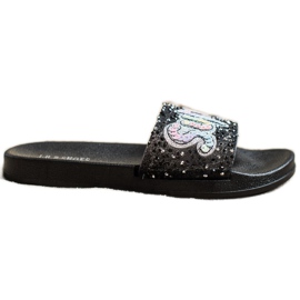 SHELOVET Pantuflas superlentejuelas negro