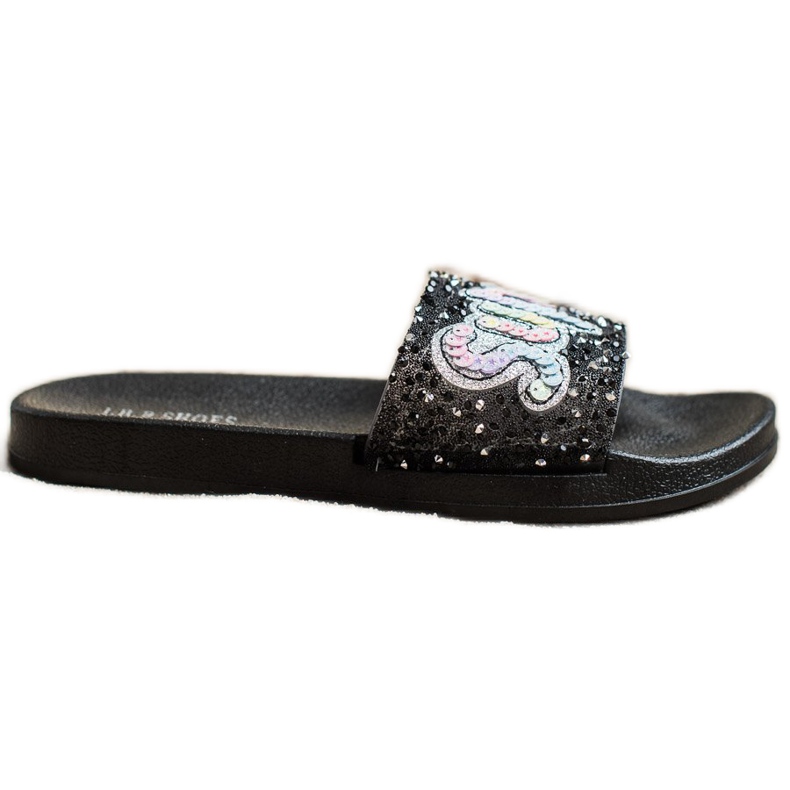SHELOVET Pantuflas superlentejuelas negro