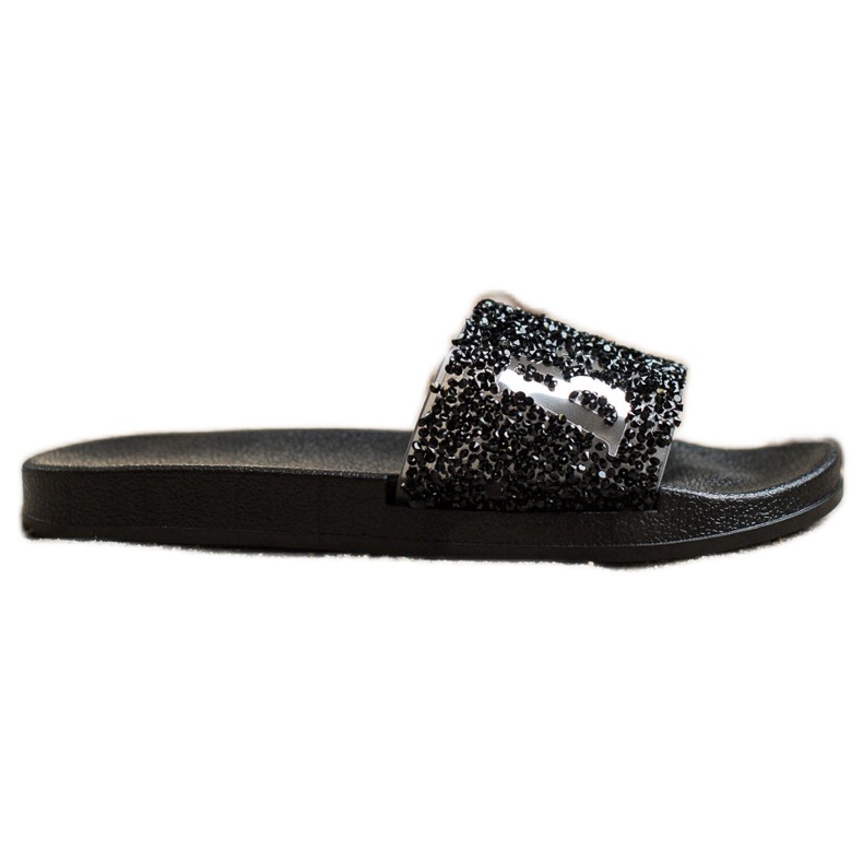 SHELOVET Hermosas zapatillas con cristales negro