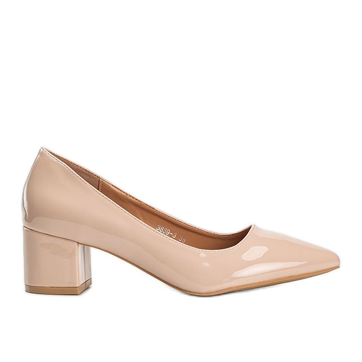 Zapatos de salón beige lacados en el bloque Eden