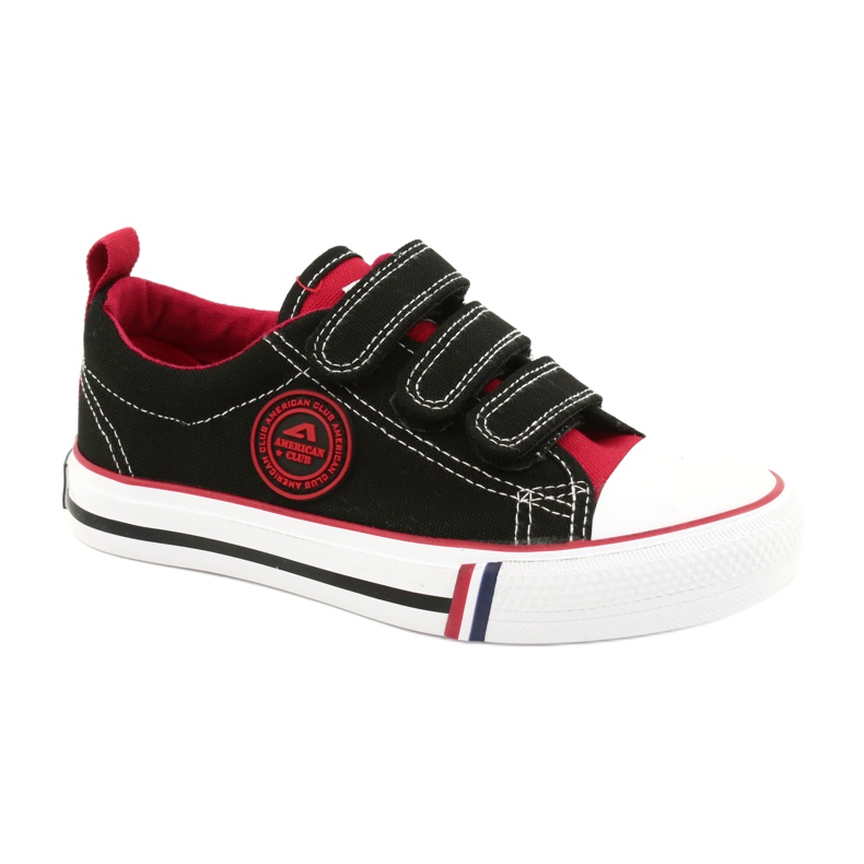Zapatillas deportivas infantiles americanas con velcro American Club LH61 Negro-Rojo