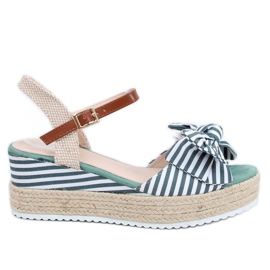Sandalias cuña alpargatas blancas y verdes DZ8009 Verde beige blanco marrón