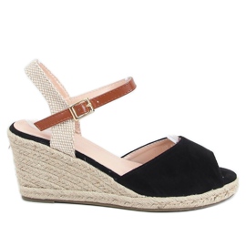 Alpargatas negras de punta abierta 77-207 Black beige marrón negro