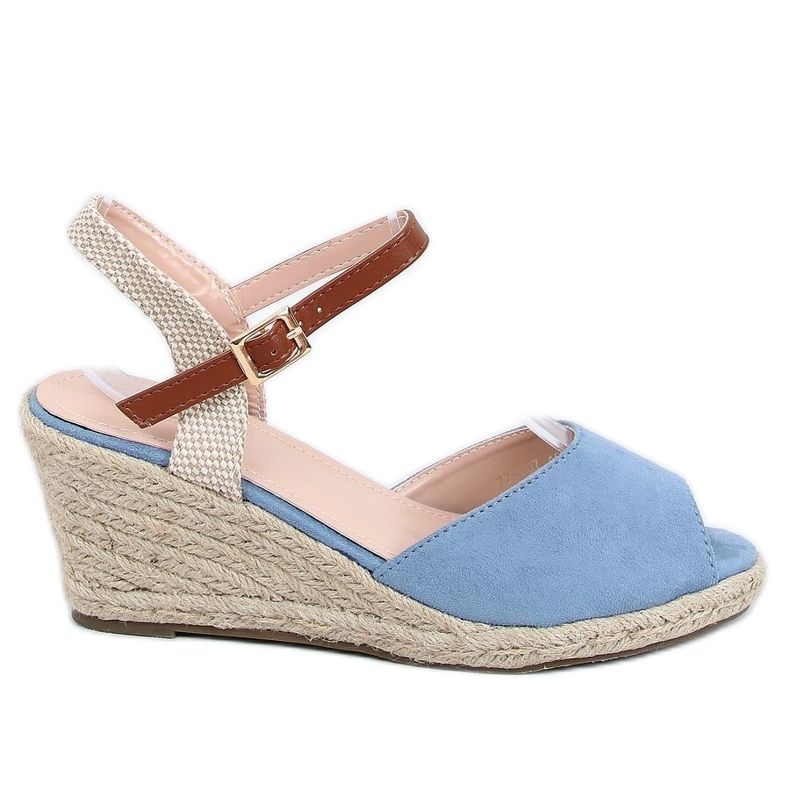 Alpargatas punta abierta azul 77-207 Azul beige marrón