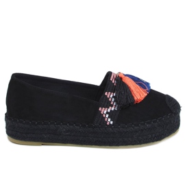 Black 1735 Alpargatas negras con flecos negro Black 1735 Alpargatas negras con flecos negro