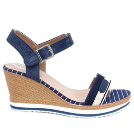 Sandalias azul marino con cuñas A89832 Azul