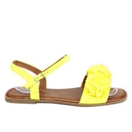 Sandalias amarillas para mujer con flores PA-370 Amarillo