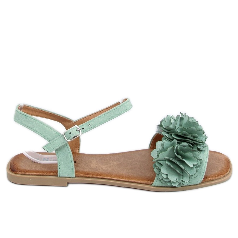 Sandalias de mujer verde con flores PA-370 Verde