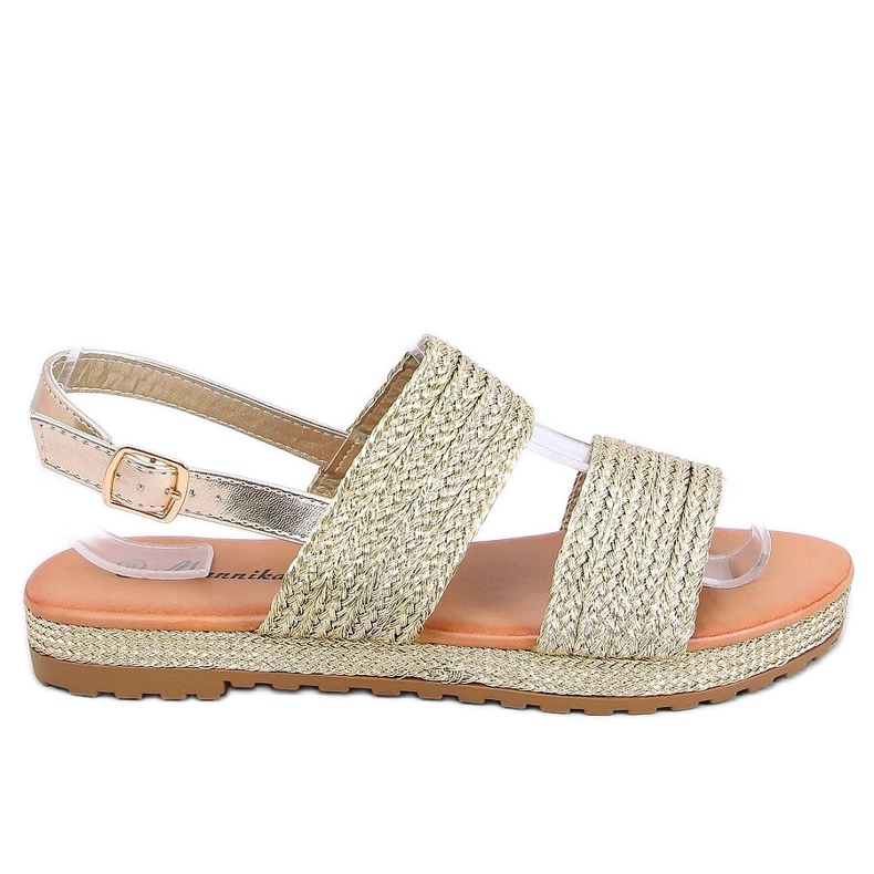 Gold WL1593 Sandalias trenzadas de oro dorado