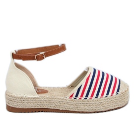Alpargatas con rayas 9R108 Mix beige marrón rojo azul marino