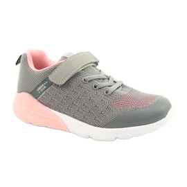 American Club Deportivas niña con velcro RL11 Gris-Rosa