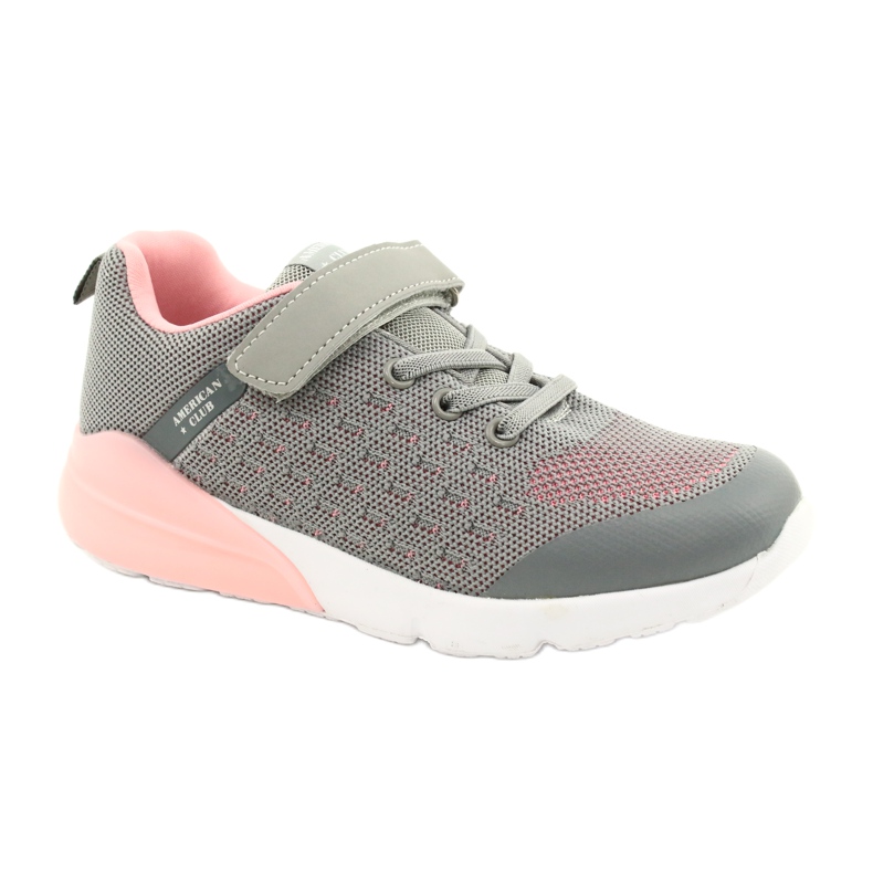 American Club Deportivas niña con velcro RL11 Gris-Rosa