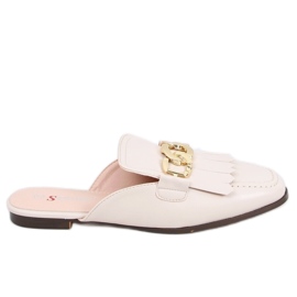 T501 Pantuflas mocasín beige beige con cadena