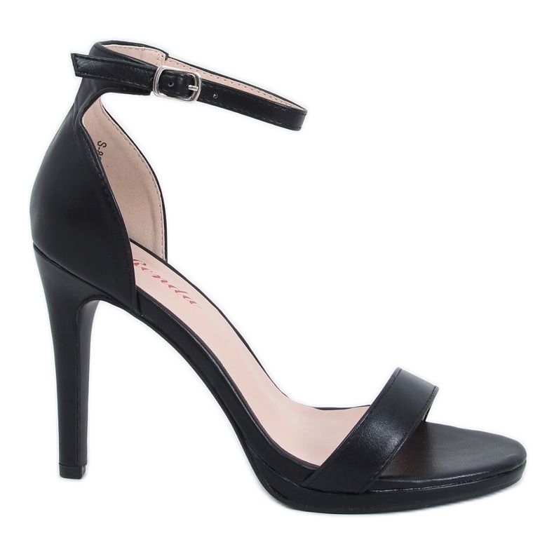 Negro S-835 Sandalias negras de tacón alto