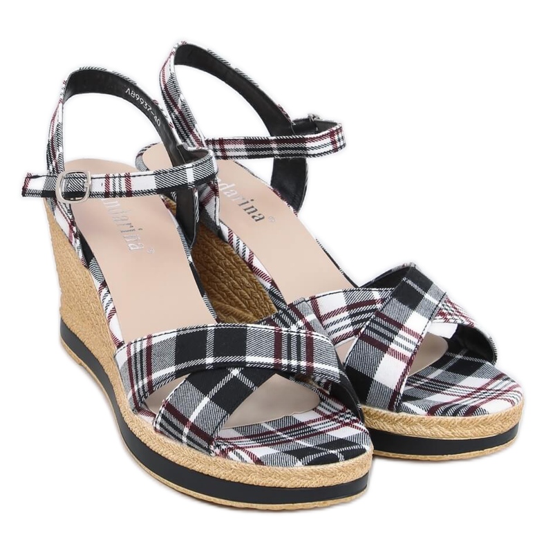 Negro Sandalias negras de cuadros A89937 Negro
