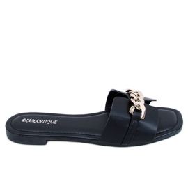 Negro HY23-01 Pantuflas negras con cadena