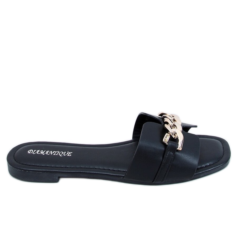 Negro HY23-01 Pantuflas negras con cadena