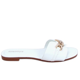 Blanco HY23-01 Pantuflas blancas con cadena
