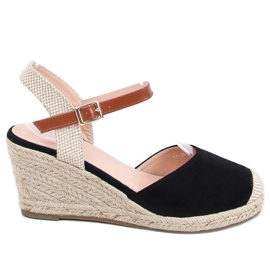 Alpargatas negras con cuñas 77-206 Negro beige marrón