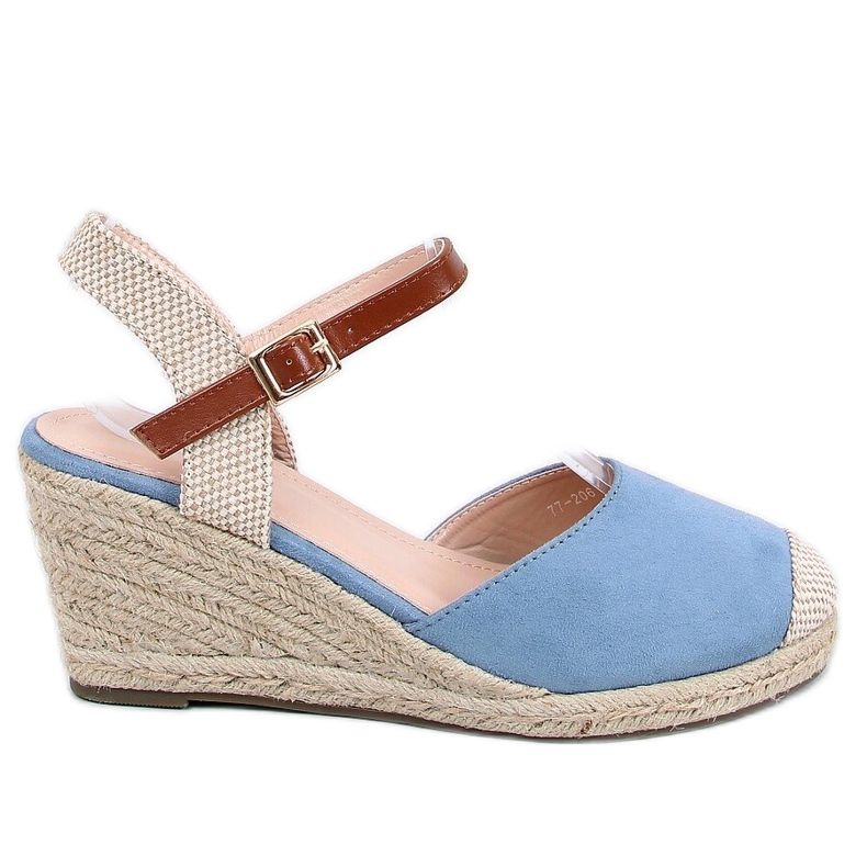 Alpargatas azules con cuñas, azul 77-206 Azul beige marrón