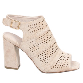 Sandalias tacón calado beige YT-99 Beige