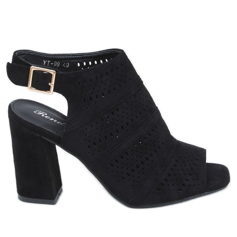 Sandalias tacón calado negro YT-99 Black