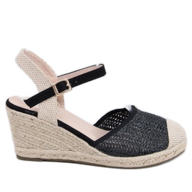 Alpargatas negras con tacón de cuña DZ8006 Negro beige