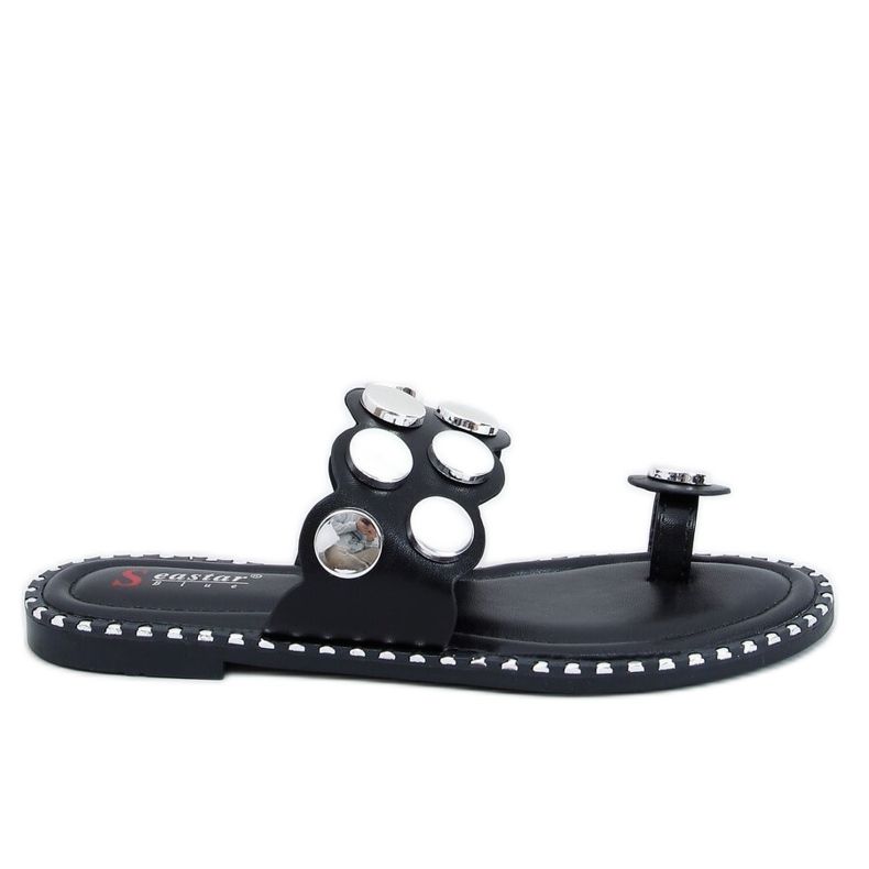 Negro SK78P Chanclas negras plata