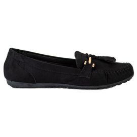 Queentina Mocasines de gamuza de moda negro dorado