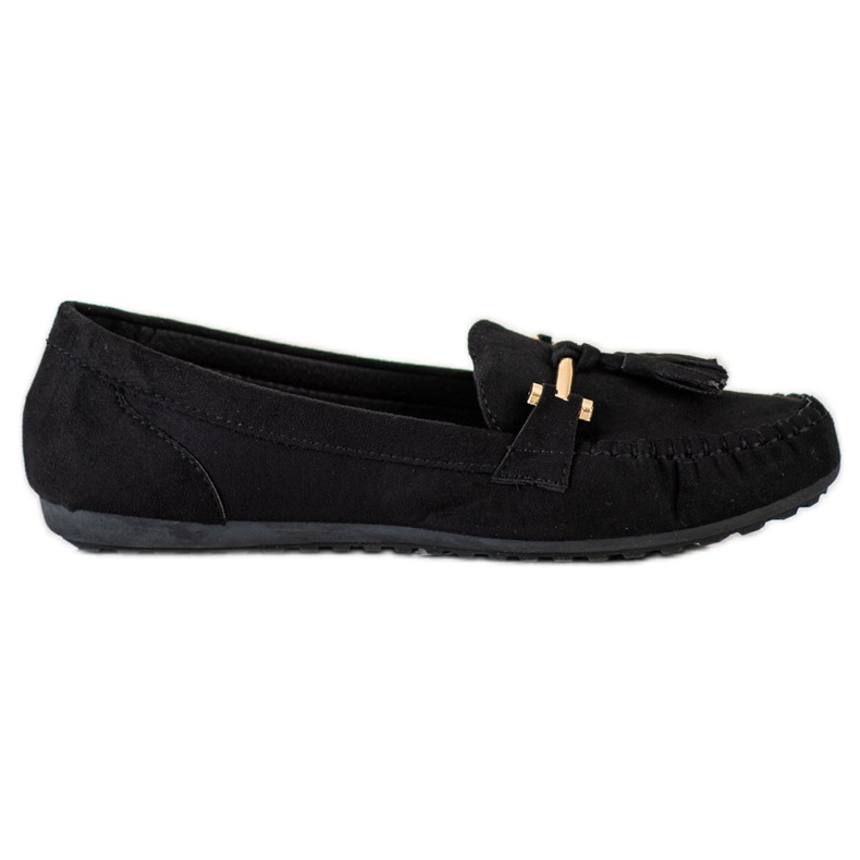 Queentina Mocasines de gamuza de moda negro dorado
