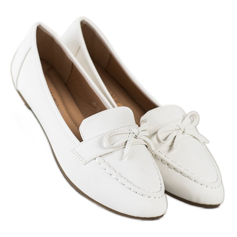 Diamantique Mocasines de piel ecológica blanco