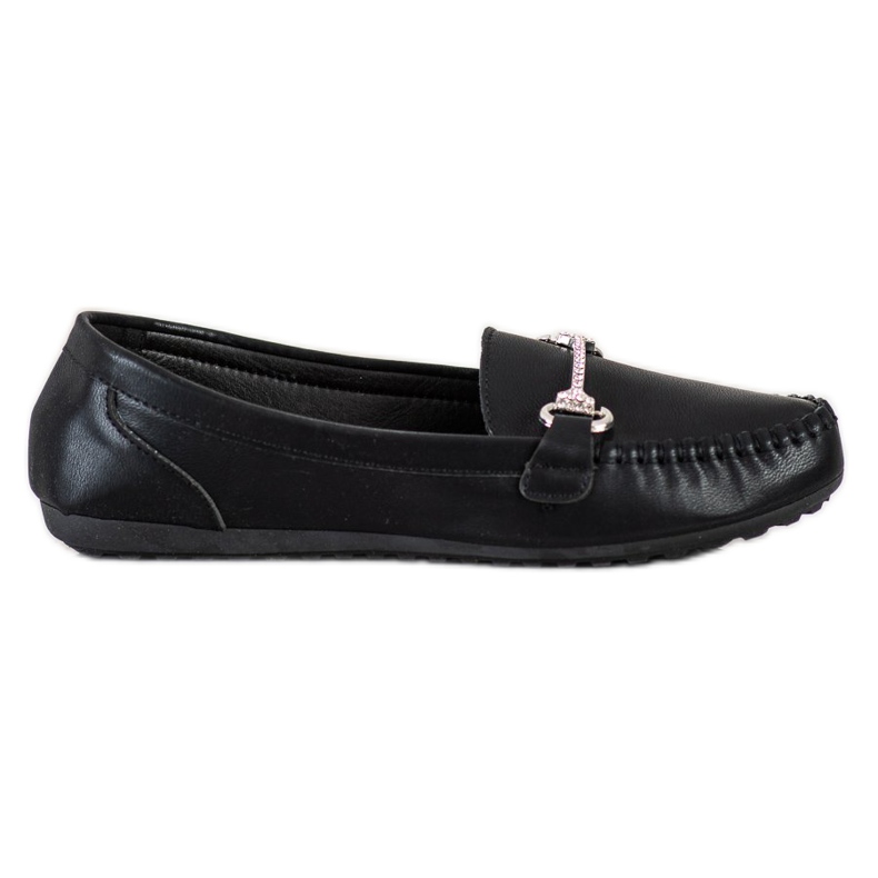 Queentina Mocasines elegantes con circonita negro