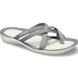 Crocs Pantuflas para mujer Swiftwater Webbing Flip W Gris claro 205479 Oct.