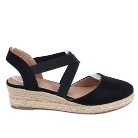 Alpargatas negras con tacón de cuña baja 9R65 Negro