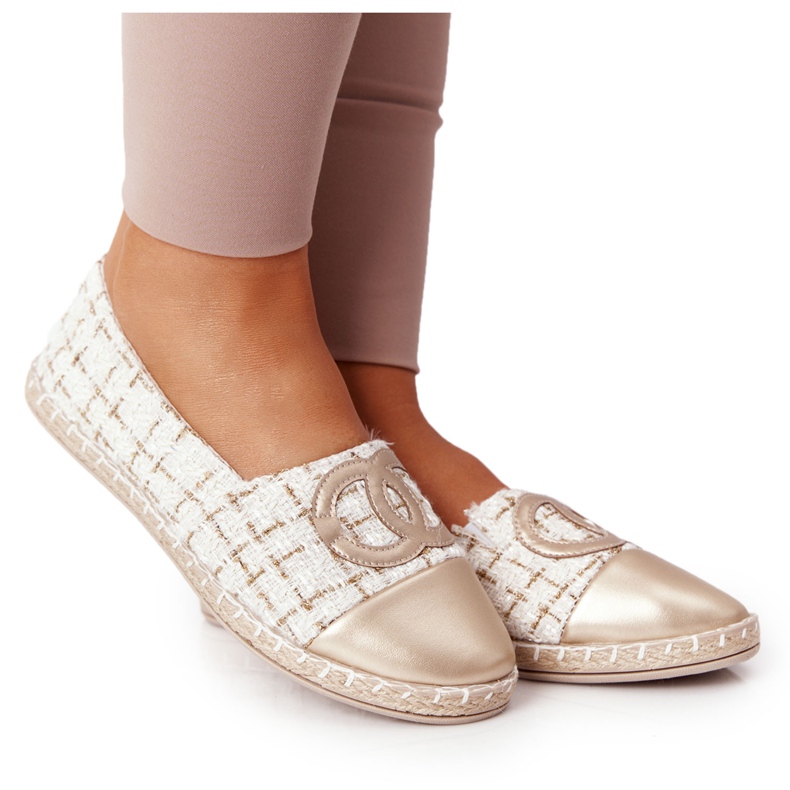 EVE Alpargatas Doradas Elegantes Para Mujer Be My Love beige