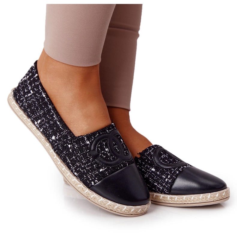 EVE Alpargatas negras elegantes para mujer Be My Love beige negro