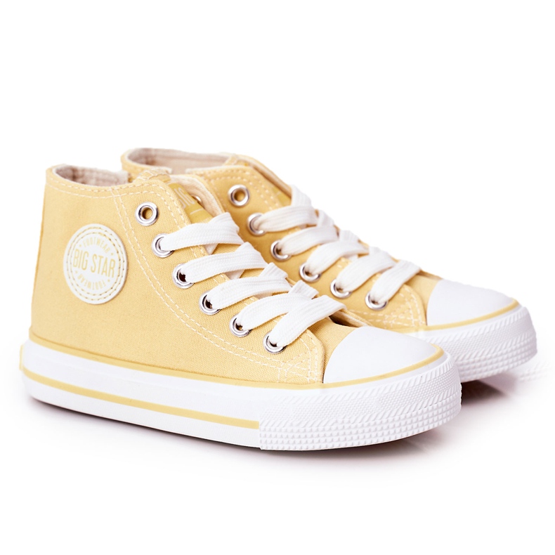 Zapatillas altas para niños con cremallera Big Star HH374138 Amarillo