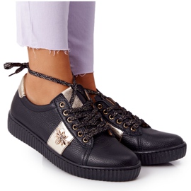 Deportivas Mujer Piel Lewski Shoes 2786-0 Negro-Dorado