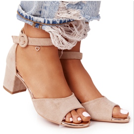 Sandalias Ante Tacón Alto Vinceza 21-20100 Beige