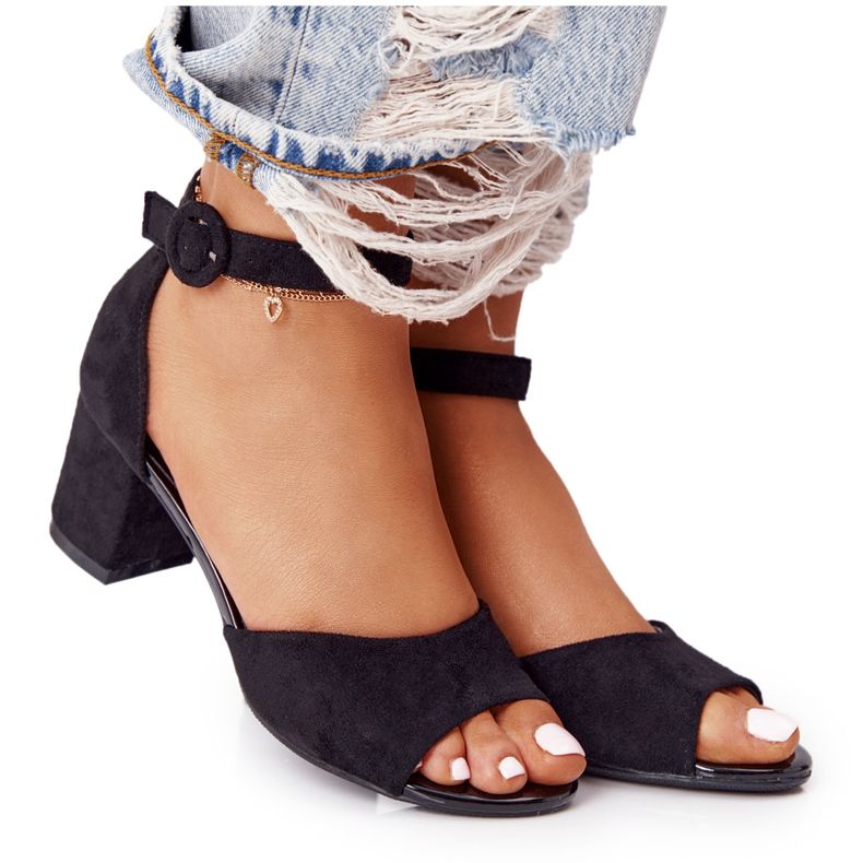 Sandalias Ante Tacón Alto Vinceza 21-20100 Negro