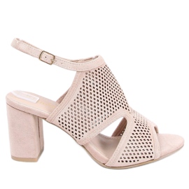 Sandalias de tacón beige F1877 Beige