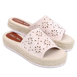 Alpargatas pantuflas caladas beige 99-62A Beige