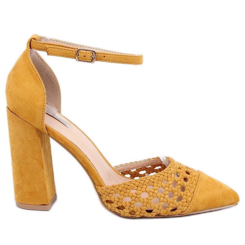 Zapatos de salón tacones expuestos miel 1JB-19228 Amarillo