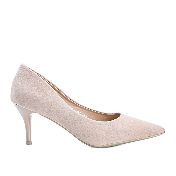 Salón rosa con tacón de aguja de ante ecológico Anissa beige